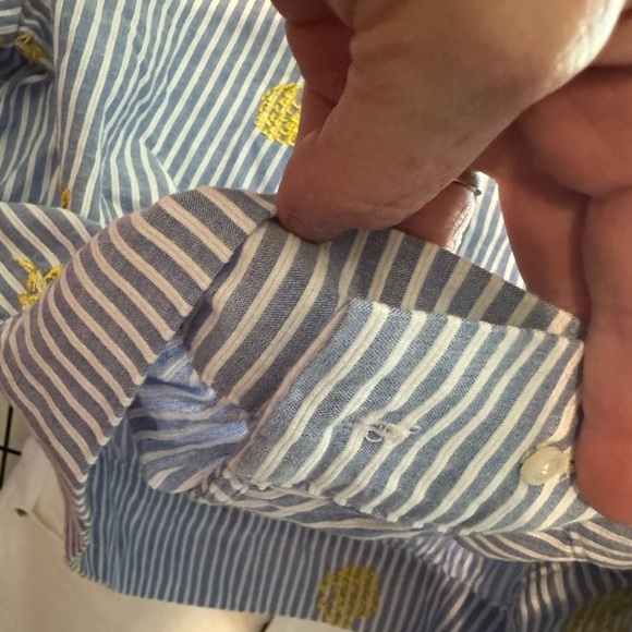 J. Crew Blue and White 3/4 Sleeve Wrap Blouse - Picture 7 of 9